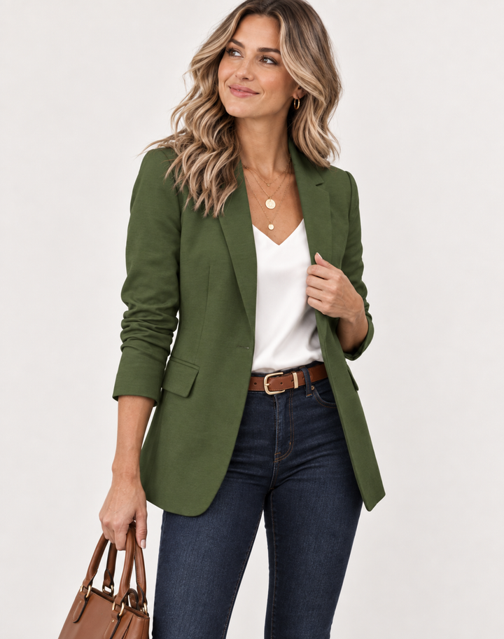 Dames Elegante Blazer met Getailleerde Pasvorm en Reverskraag