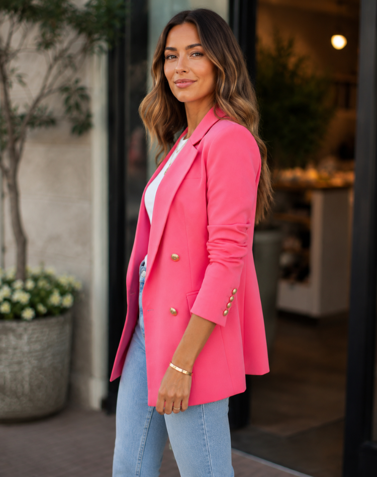Blazer Dames Elegant Lang Getailleerd met Zakken