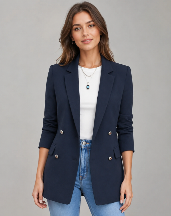 Blazer Dames Elegant Lang Getailleerd met Zakken