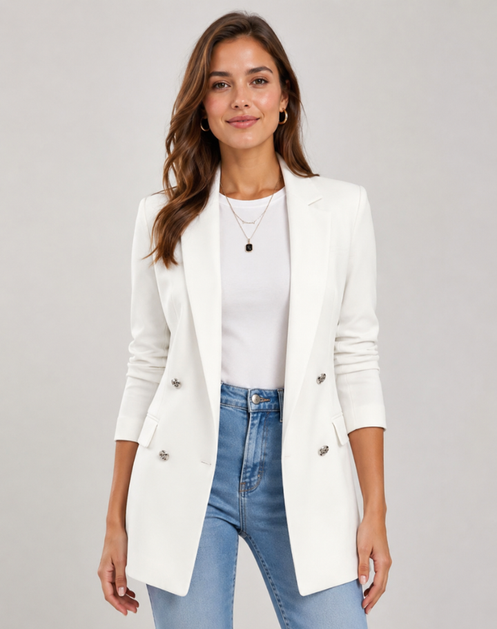 Blazer Dames Elegant Lang Getailleerd met Zakken
