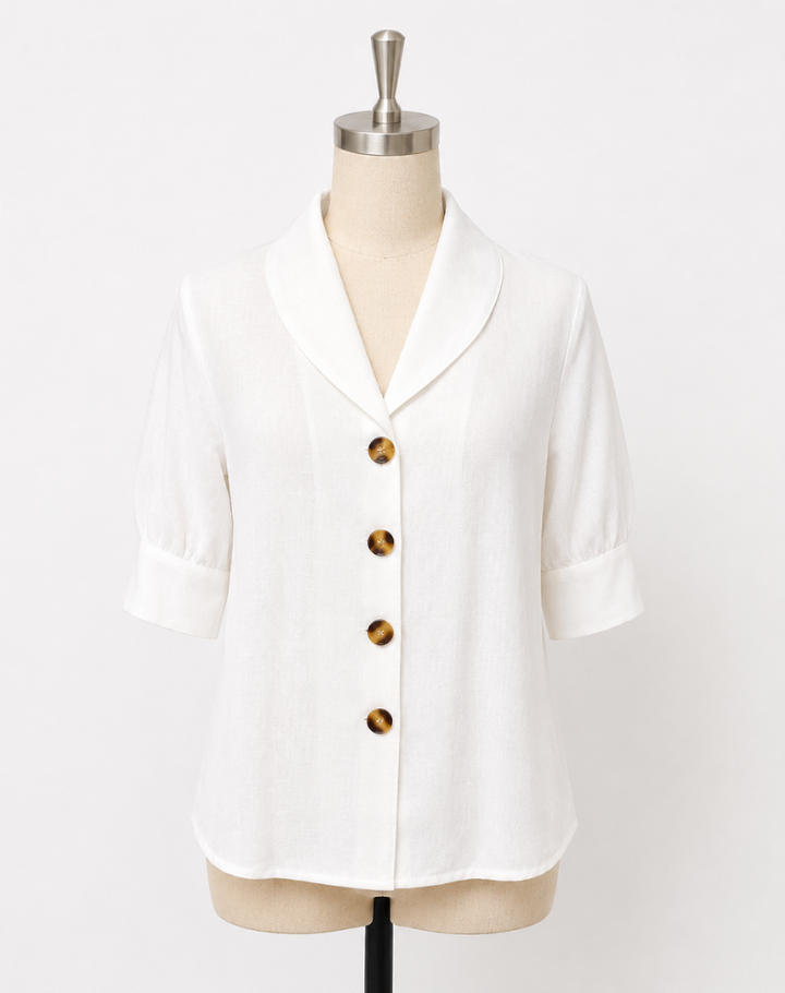 Stylish Women's V-Neck Blouse with Buttons and Relaxed Fit