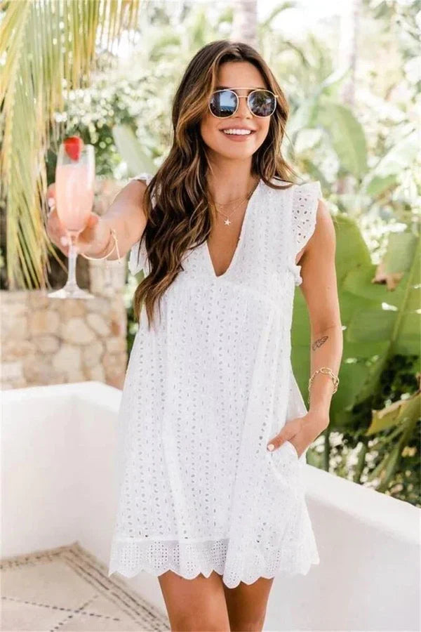 Keisha | Zomerse Eyelet Mini-Jurk