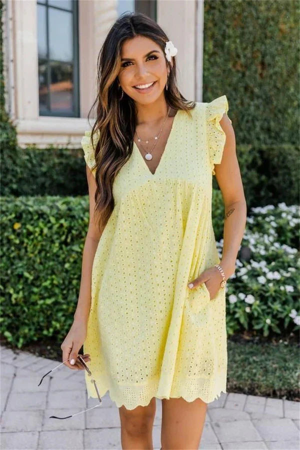 Keisha | Zomerse Eyelet Mini-Jurk
