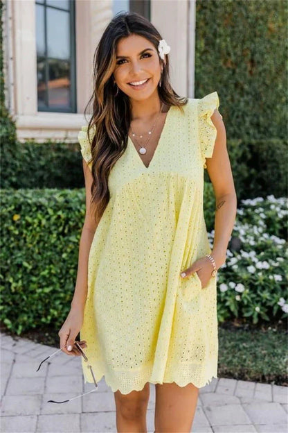 Keisha | Zomerse Eyelet Mini-Jurk