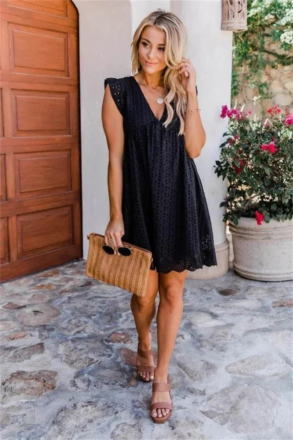 Keisha | Zomerse Eyelet Mini-Jurk