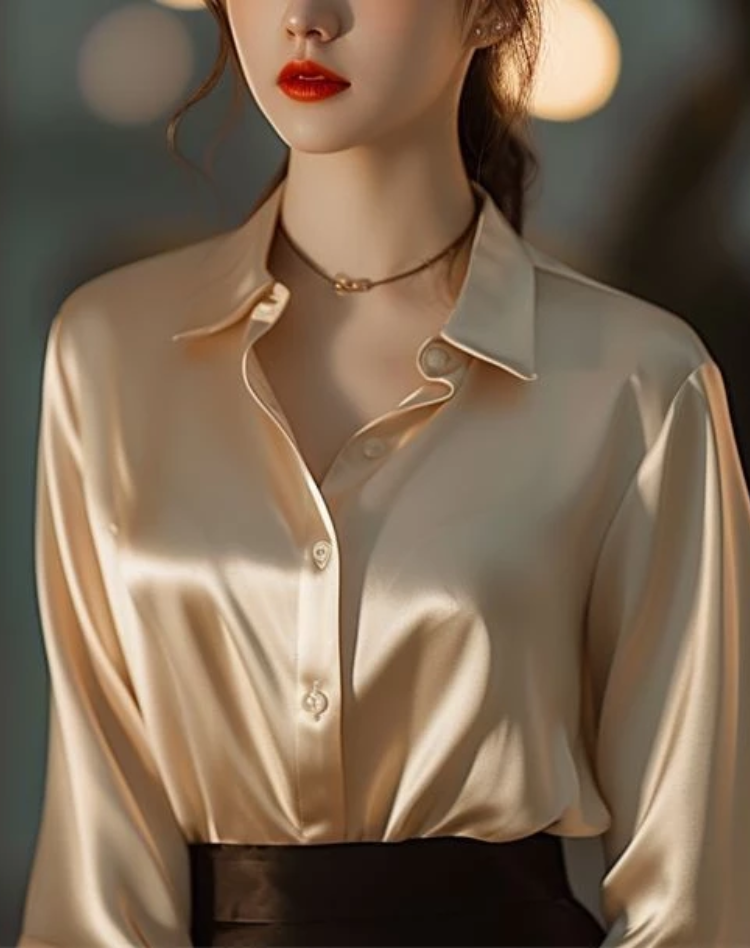 Luxury Blouse for Women with Button Closure and Long Sleeves