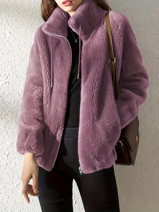 Elegante Comfortabele Dames Teddy Jas Met Ritssluiting