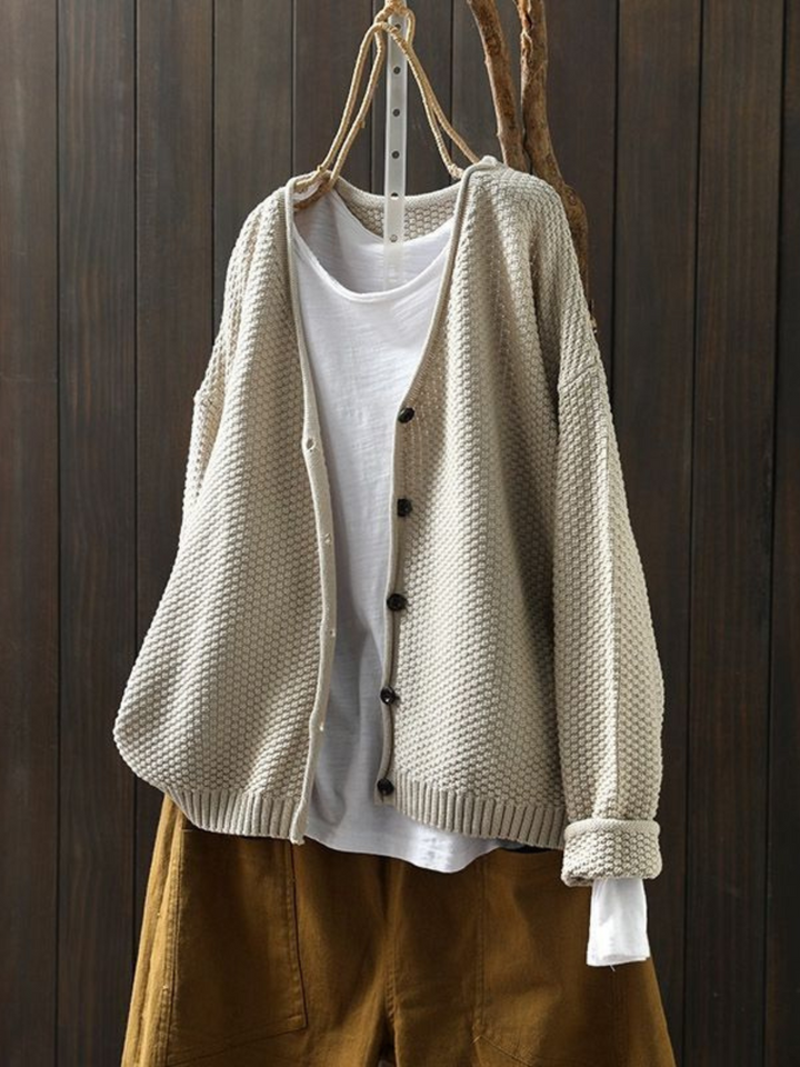 Calveth | Women's Button-Front Knit Cardigan - Red - Image 2