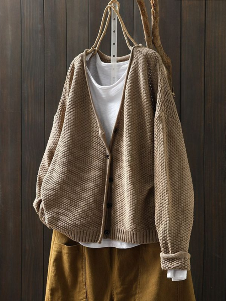 Calveth | Women's Button-Front Knit Cardigan - Red - Image 4