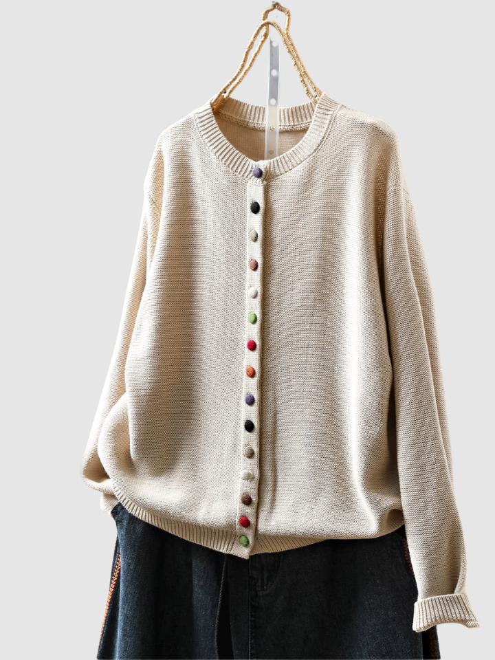 Caspienne | Women's Button-Front Knit Cardigan - Red - Image 2