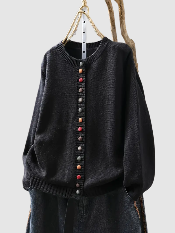 Caspienne | Women's Button-Front Knit Cardigan - Red - Image 4