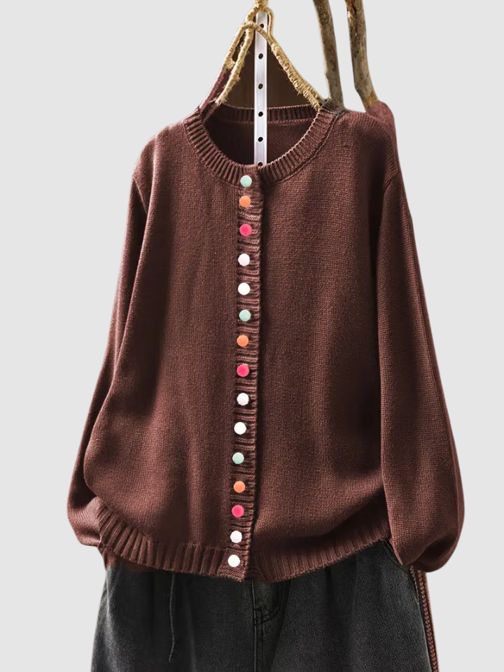 Caspienne | Women's Button-Front Knit Cardigan - Red - Image 6