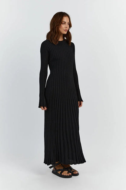 Stijlvolle Dames Maxi Sweater Jurk Met Lange Mouwen