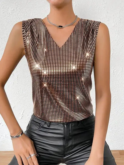 Cassey | Pailletten V-Hals Tanktop
