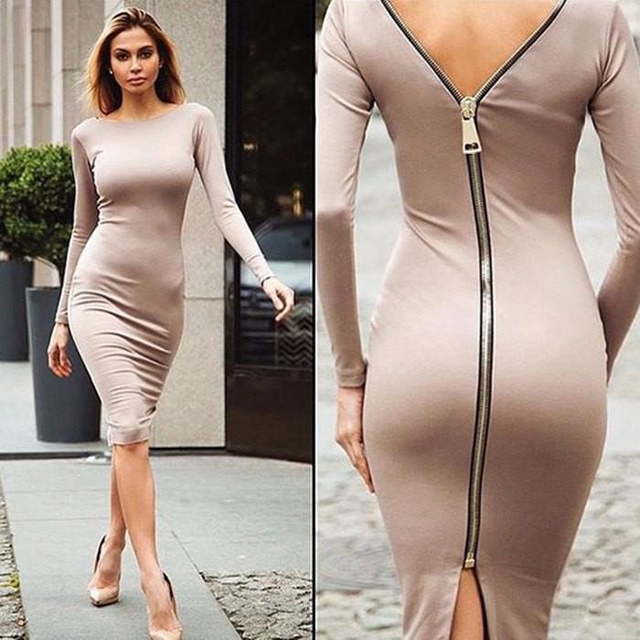 Lieve | Bodycon Midi-Jurk met Rugrits