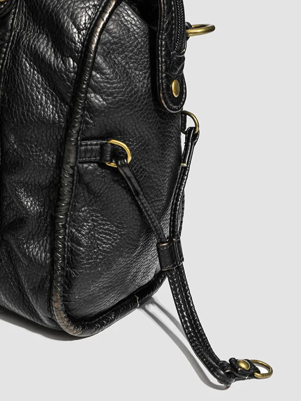 Luxe Zwarte Dames Handtas met Rits en Goudkleurige