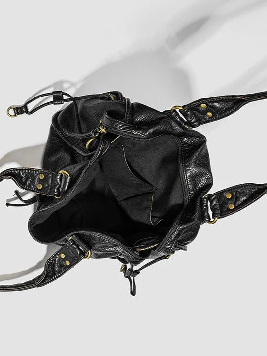 Luxe Zwarte Dames Handtas met Rits en Goudkleurige
