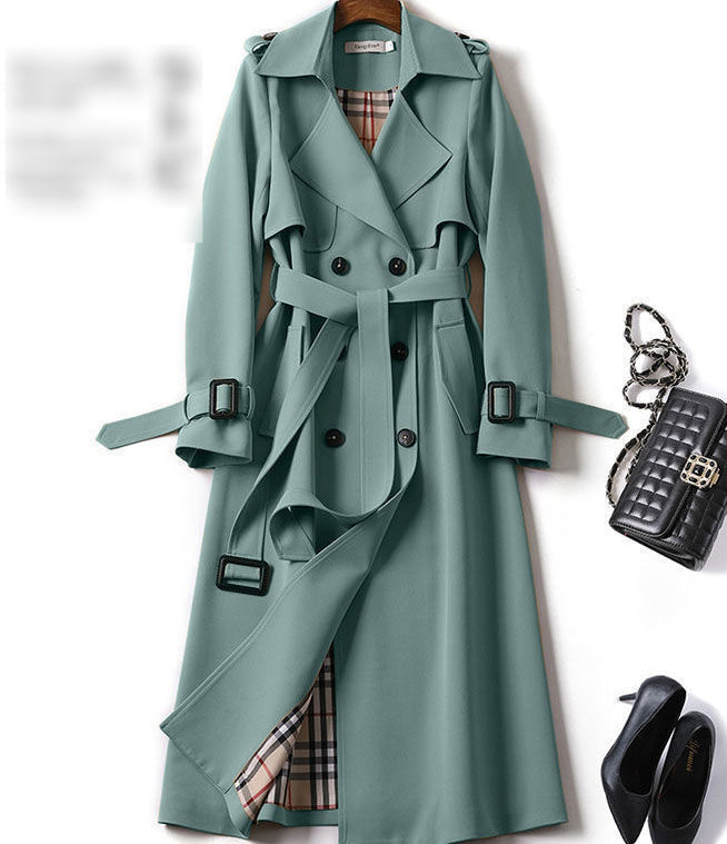 Dubbelrijige Trenchcoat voor Dames met Ceintuur en Reverskraag