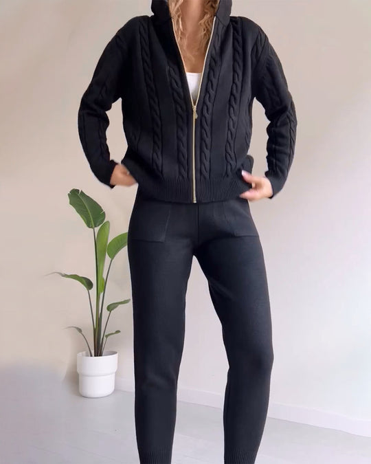 Dames 2-delige Loungeset met Gebreid Vest en Broek