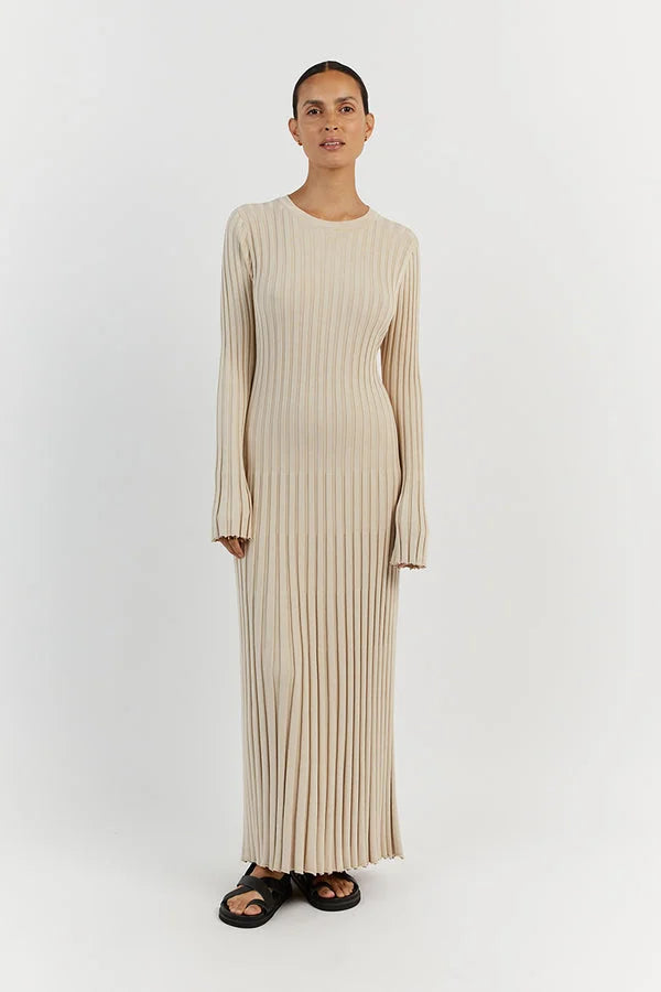 Stijlvolle Dames Maxi Sweater Jurk Met Lange Mouwen
