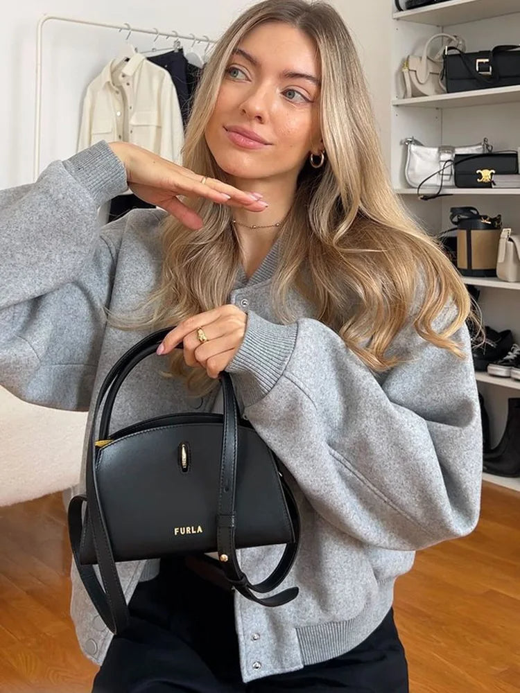 Stijlvolle Moderne Dames Bomberjack met Drukknopen