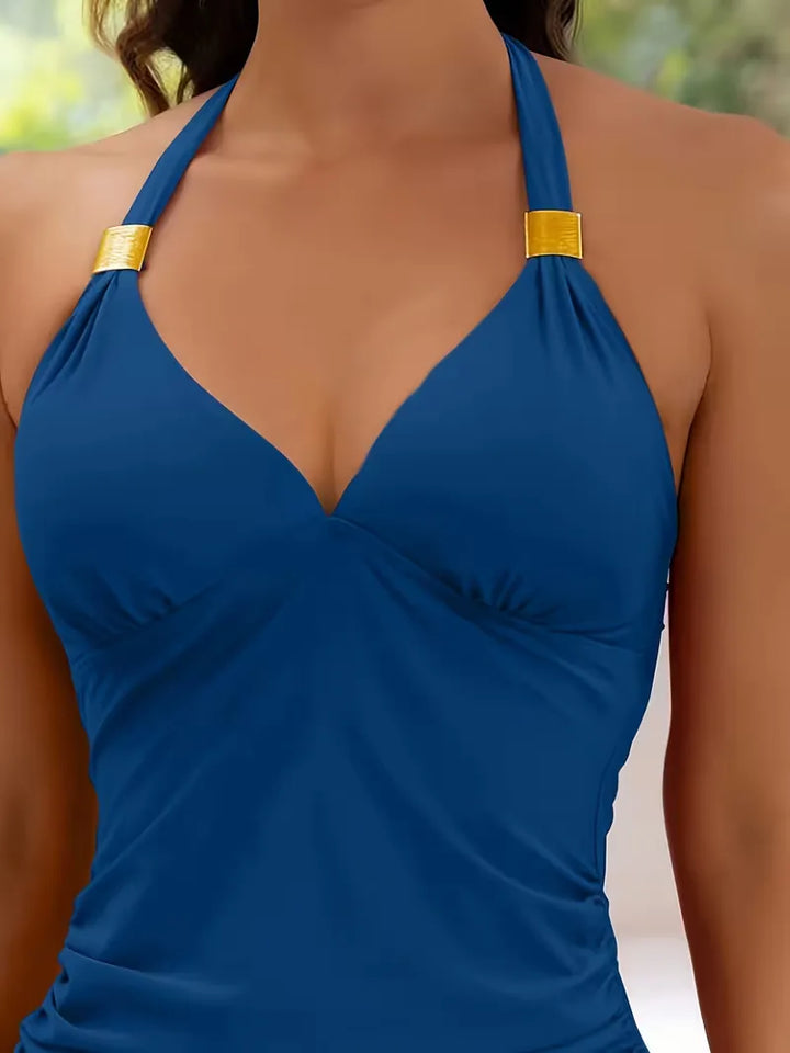 Tankini met V-hals en halter