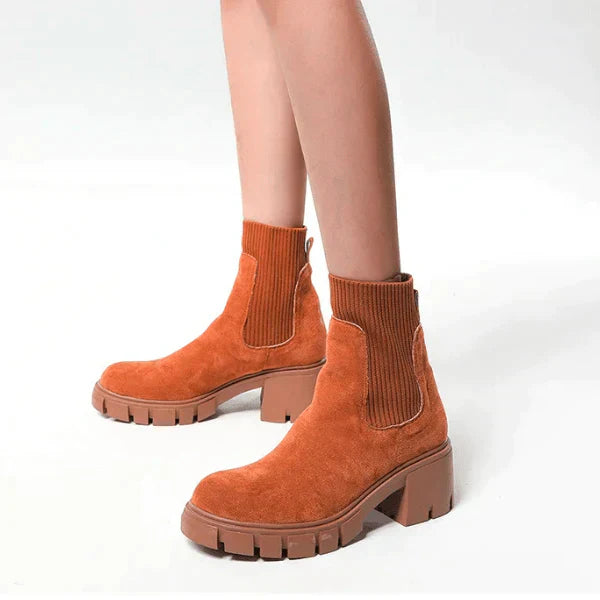 Comfortable Suede Ankle Boots with Block Heel for Women