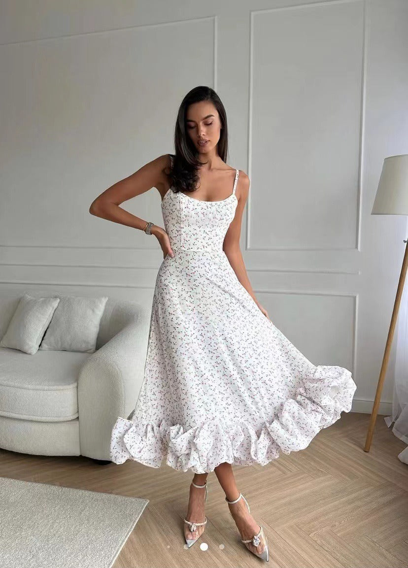 Ester | Romantische Bloemenprint Midi Jurk