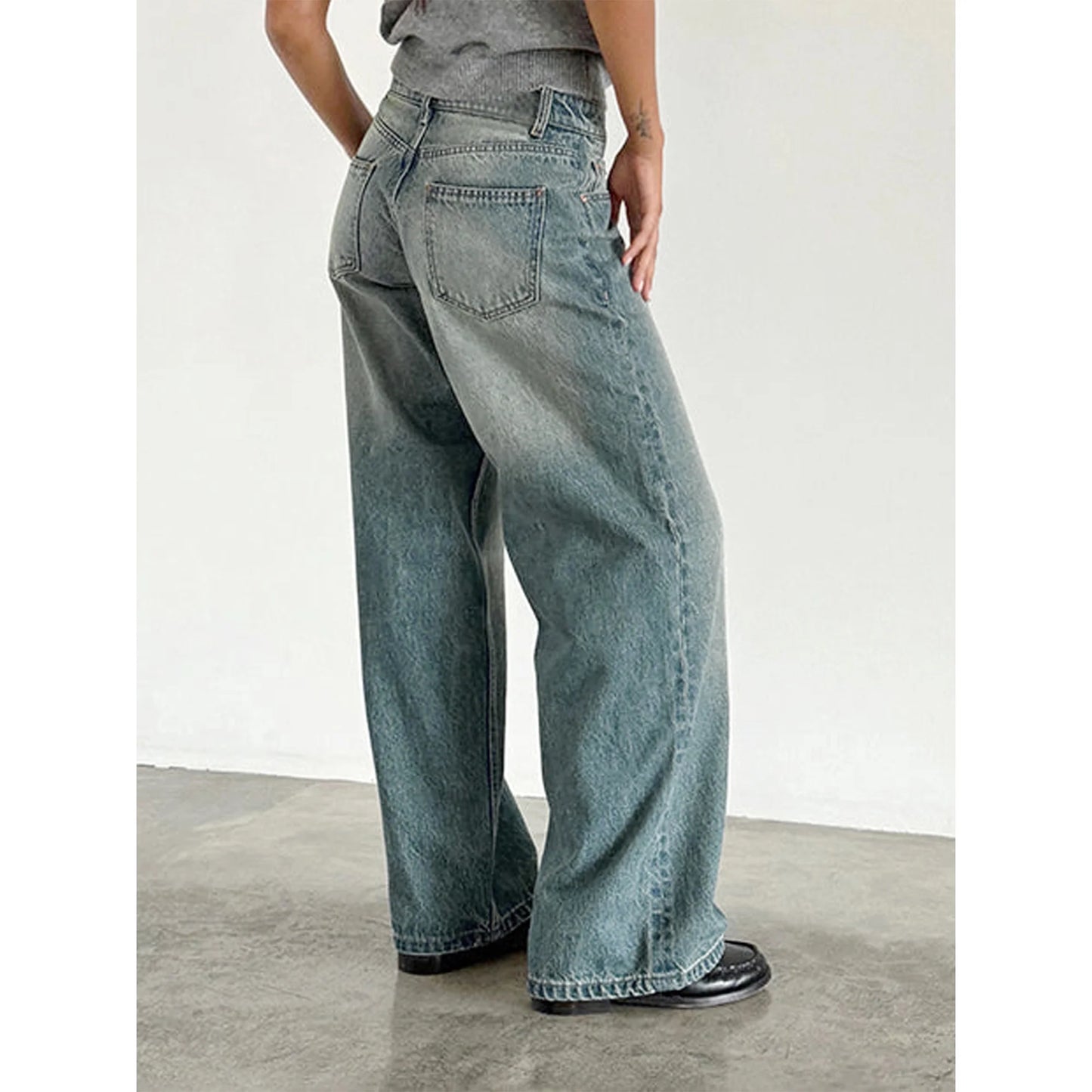MILA | Stretch Low-Rise Jeans met Wijde Pijpen