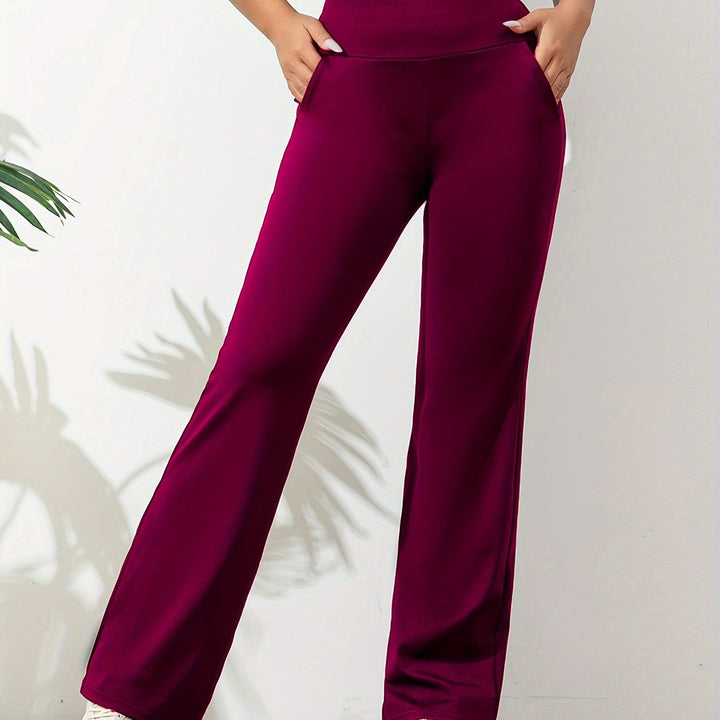 Pantalon évasé stretch confortable - taille haute
