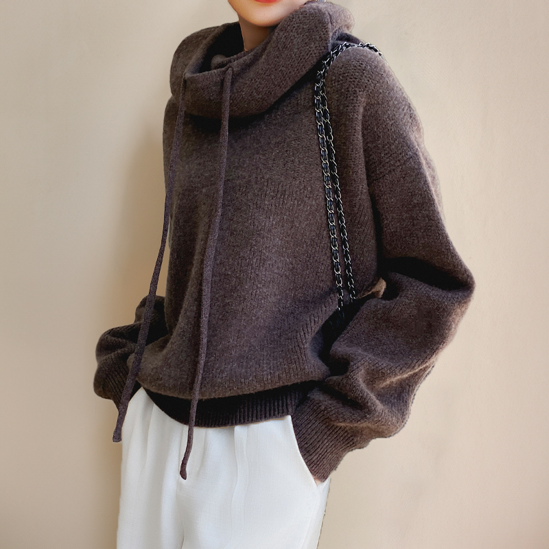Knitted Oversized Hoodie with Hood