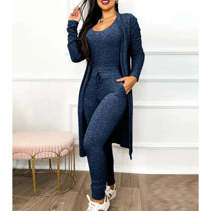 Trendy Dames 3-Delige Loungewear Set met Lange Vest