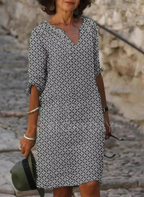 Hermina | Airy Summer Dress with Print - Midi