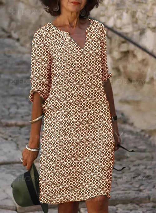 Hermina | Airy Summer Dress with Print - Midi