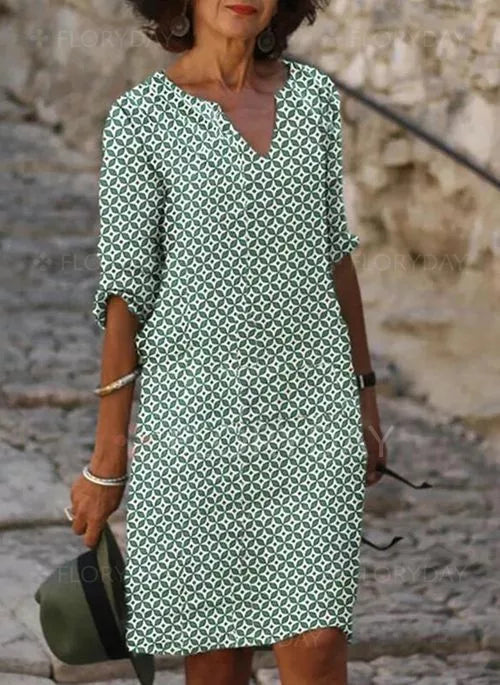 Hermina | Airy Summer Dress with Print - Midi