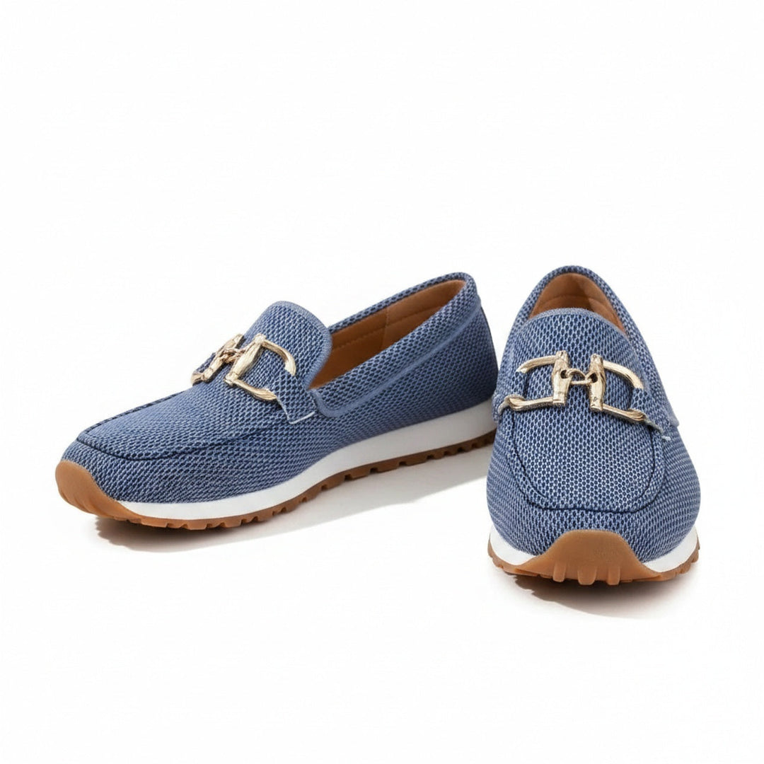 Dames Loafers met Gouden Gesp en Plateau Zool