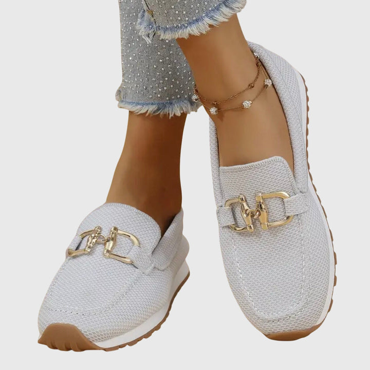Dames Loafers met Gouden Gesp en Plateau Zool