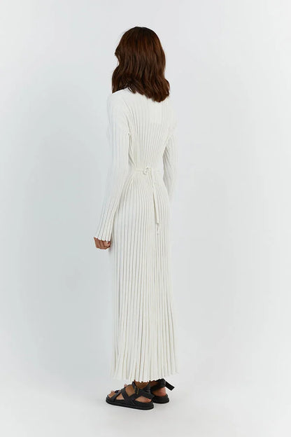 Stijlvolle Dames Maxi Sweater Jurk Met Lange Mouwen
