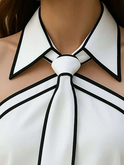 Trendy Halter Top Met Kraag En Strikdetail voor Vrouwen