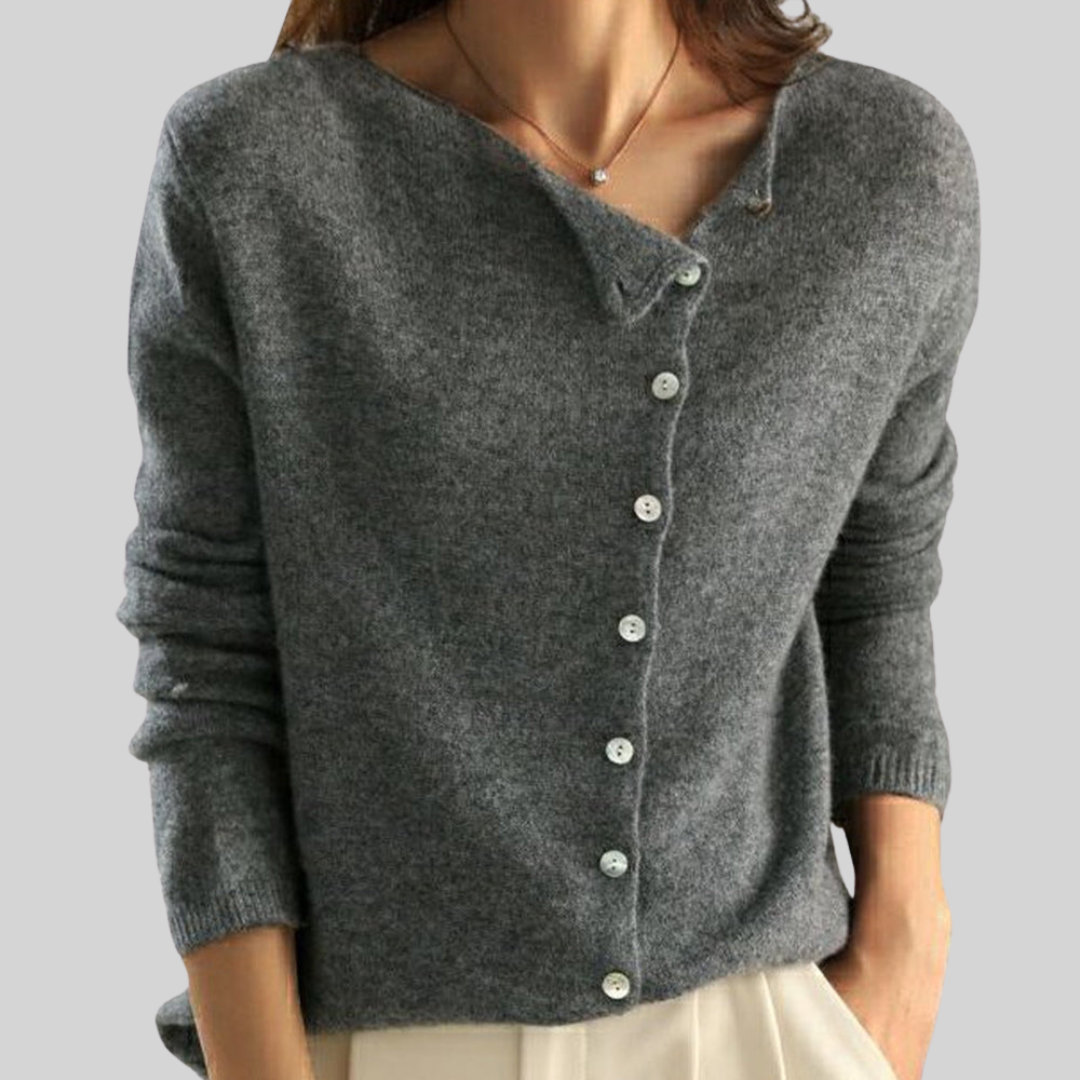 Delvyn | Women's Button-Front Cardigan Sweater - Dark Grey - Image 1