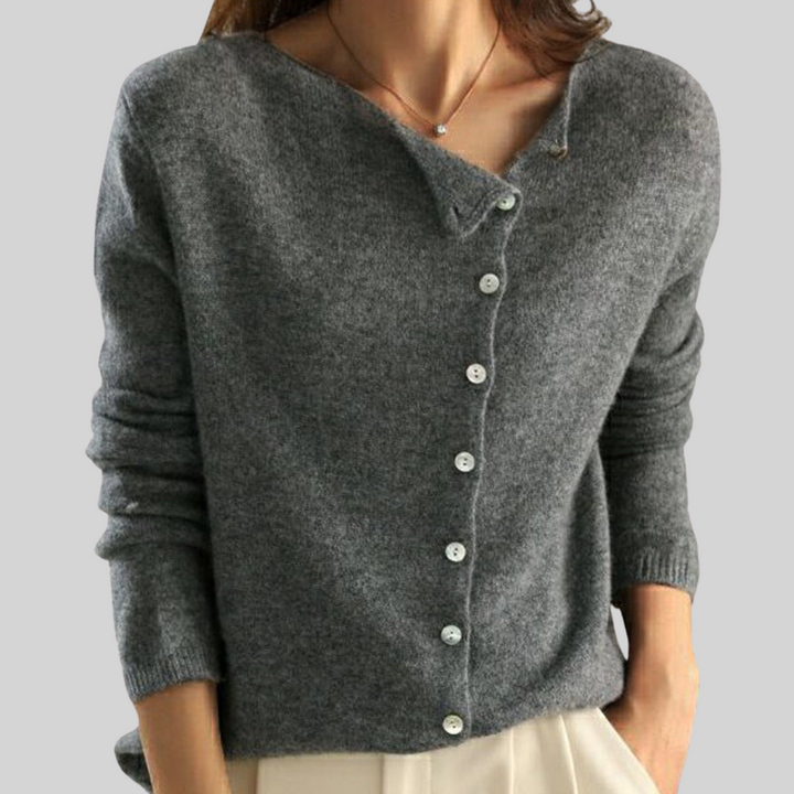 Delvyn | Women's Button-Front Cardigan Sweater - Dark Grey - Image 1
