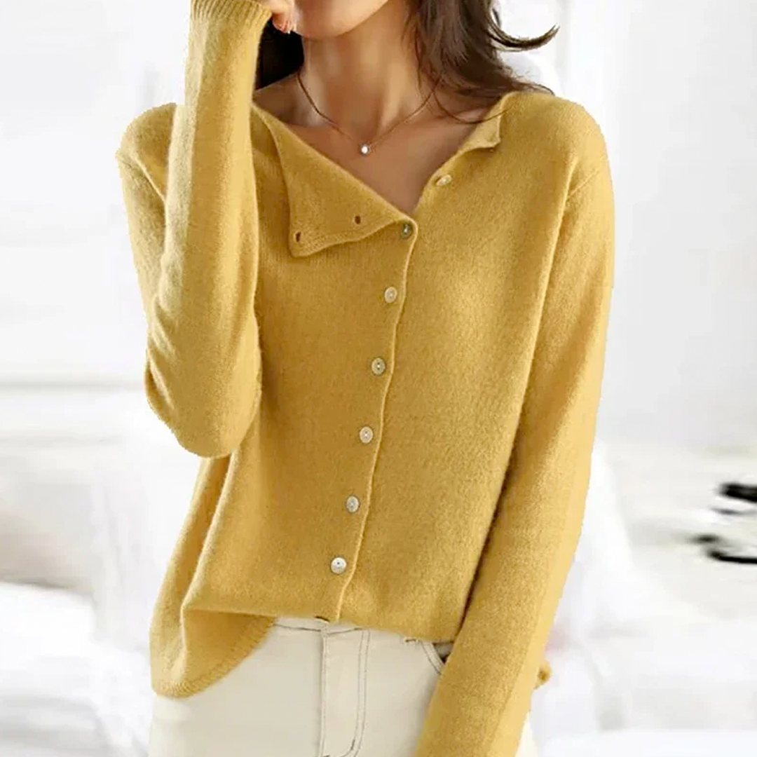 Delvyn | Women's Button-Front Cardigan Sweater - Dark Grey - Image 3