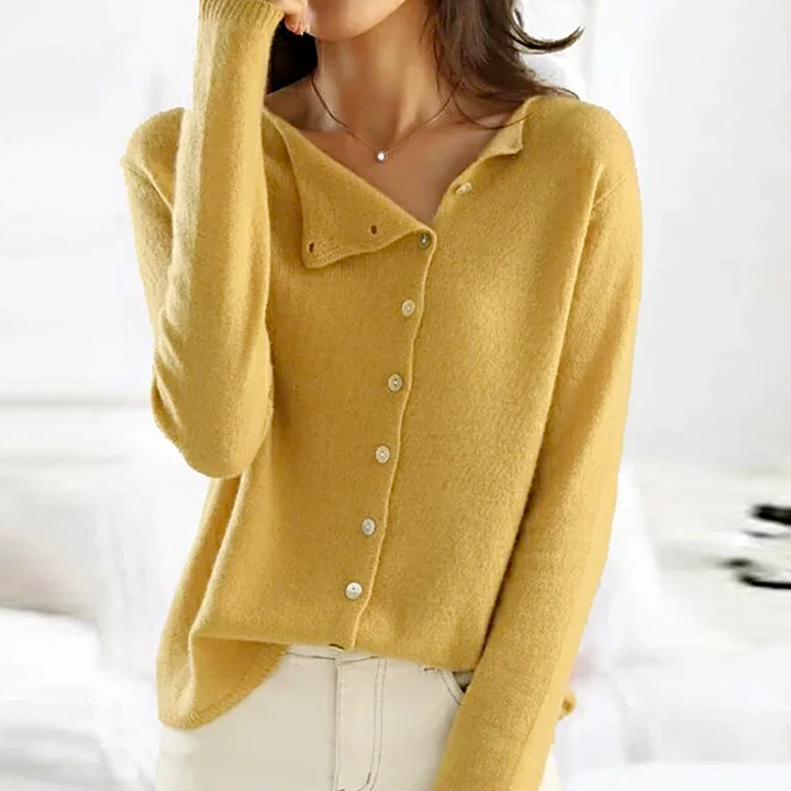 Delvyn | Women's Button-Front Cardigan Sweater - Dark Grey - Image 3