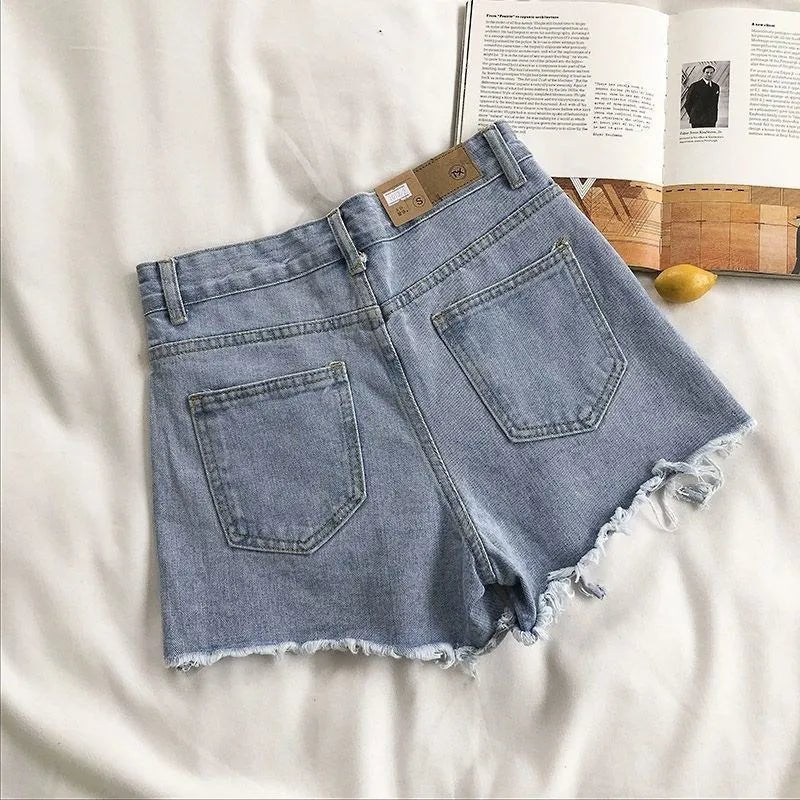 Denim Shorts Dames | Hoge Taille Rafelrand Stretch - Miss Madera