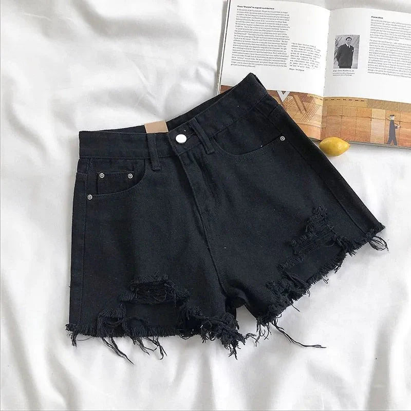 Denim Shorts Dames | Hoge Taille Rafelrand Stretch - Miss Madera