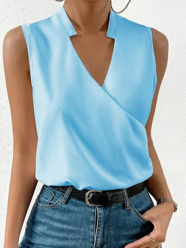 Elegante Dames Wrap Top met V Hals en Korte Mouwen