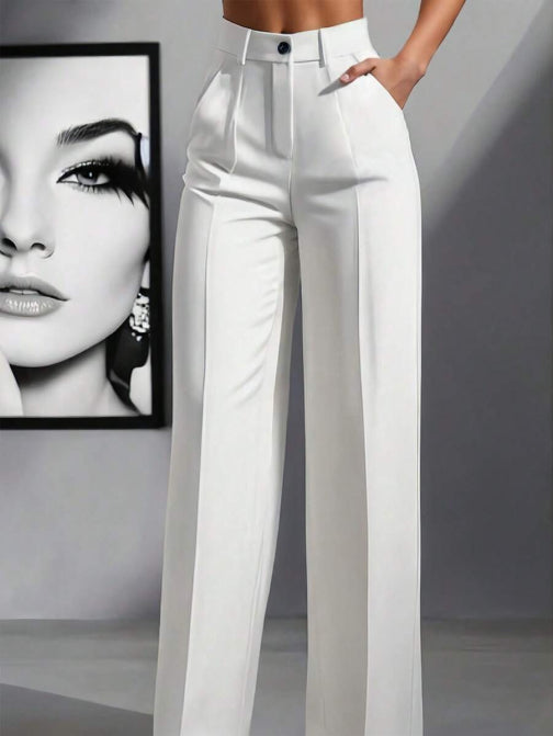 Elegante Hoge Taille Dames Pantalon met Wijde Pijpen