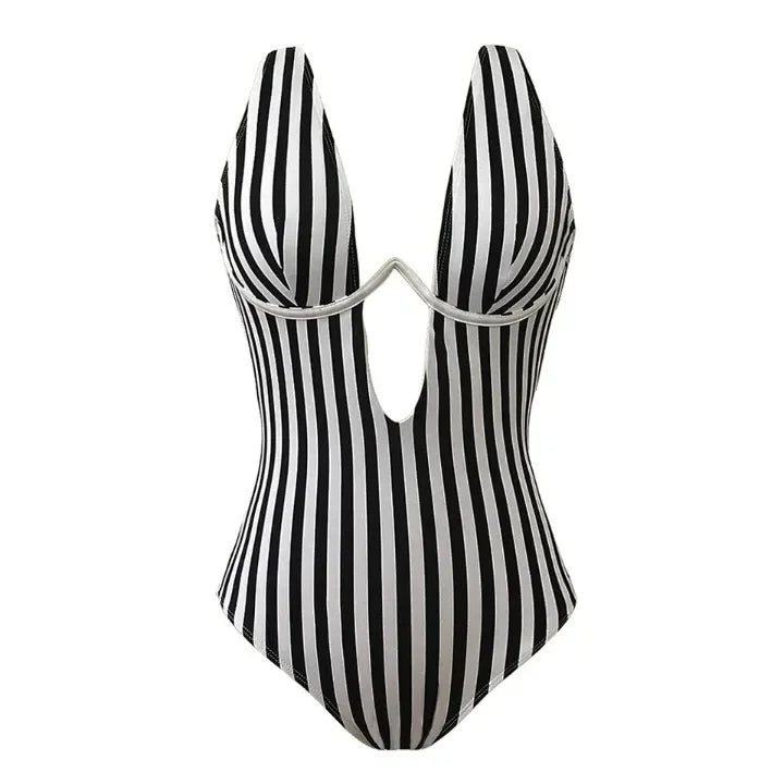 Finley | Striped Cut-Out Swimsuit