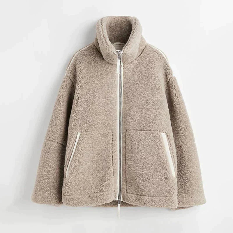 Warme oversized teddy dames jas met comfortabele zachte voering