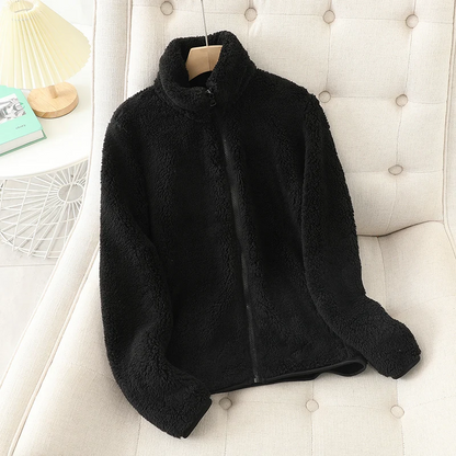 Zacht Warme Dames Fleece Vest met Hoge Kraag en Rits